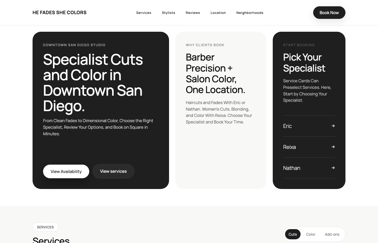 He Fades She Colors website preview
