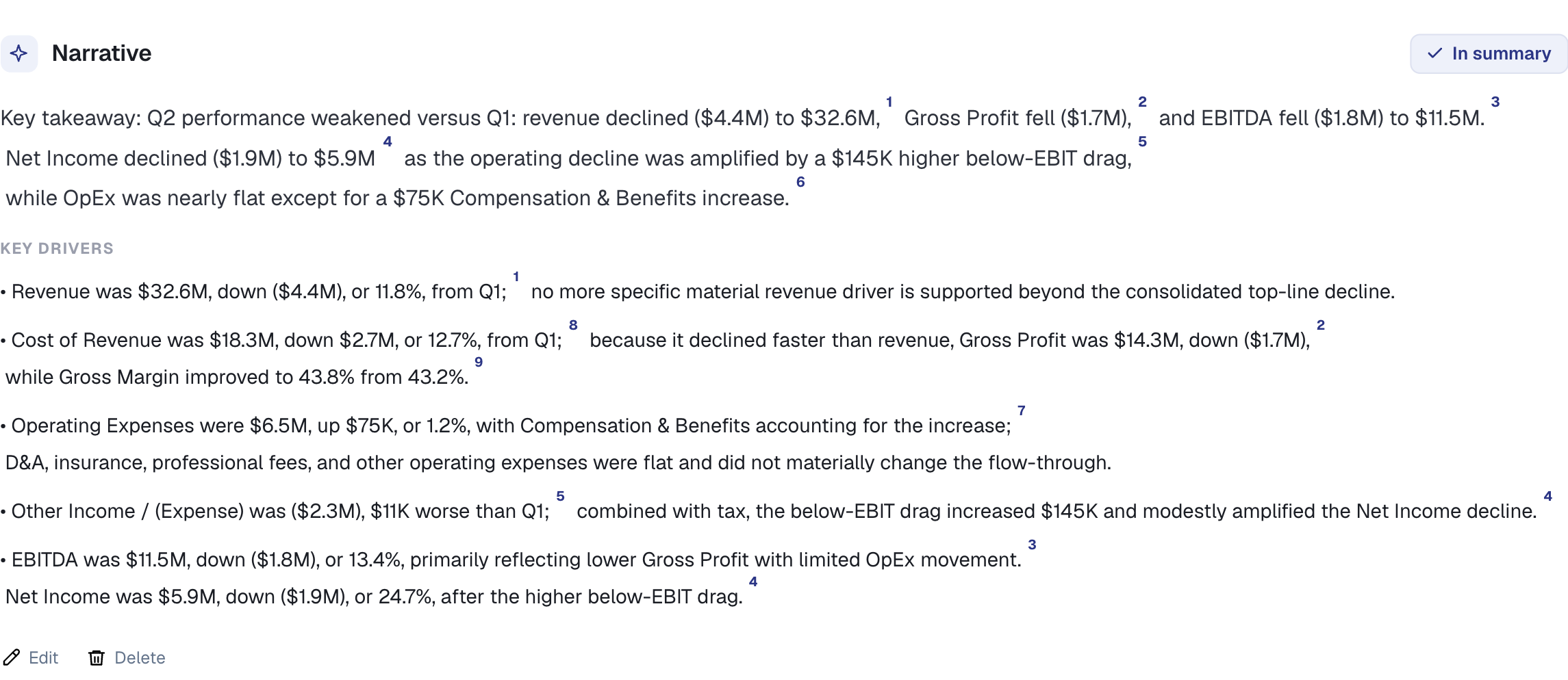 Narrative commentary with citations back to the figures it describes