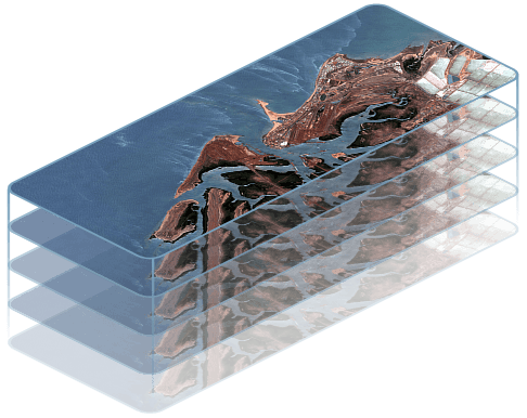 Everywhere Everyday — stacked satellite imagery layers showing full-coverage data collection