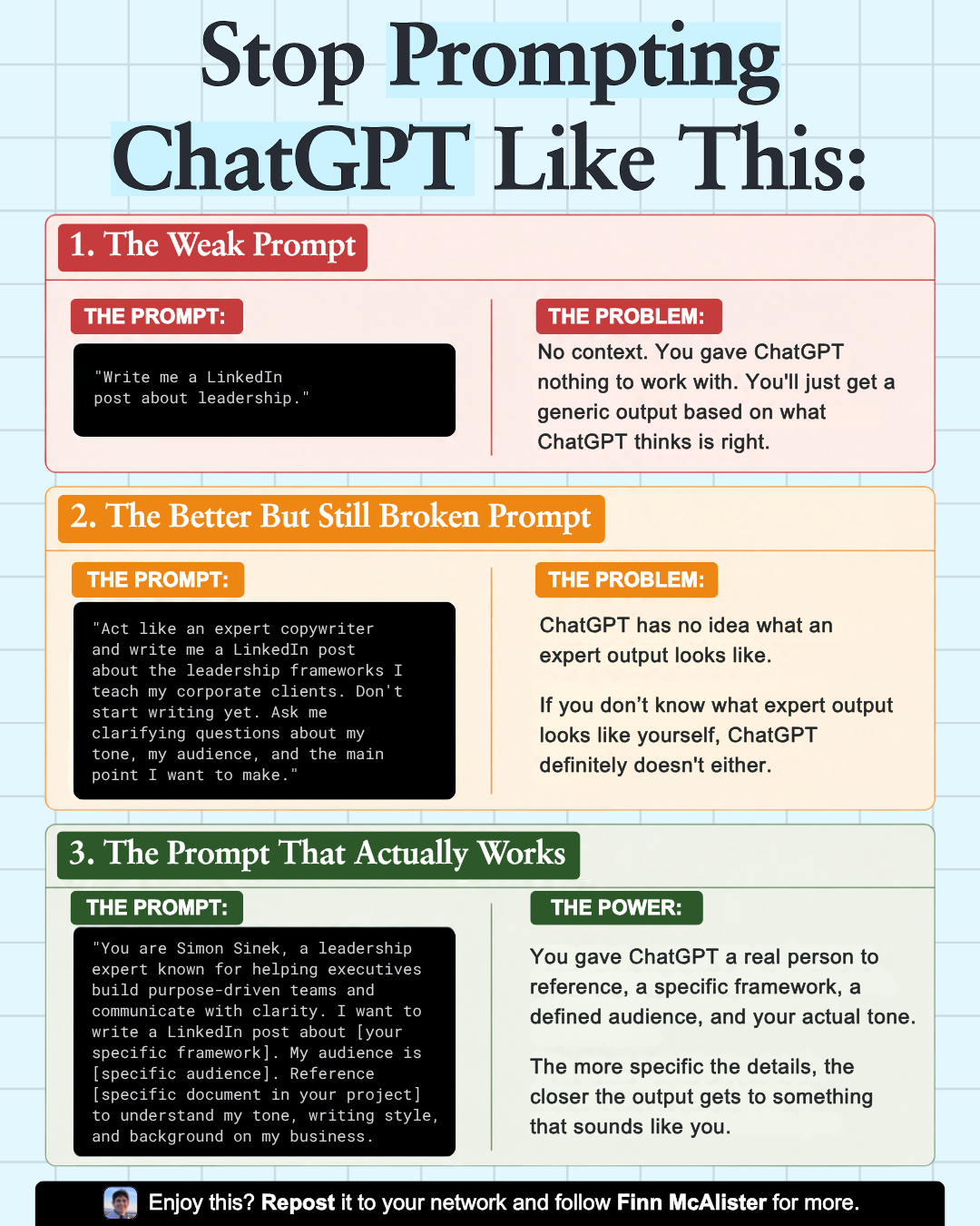 Stop Prompting ChatGPT Like This cheat sheet