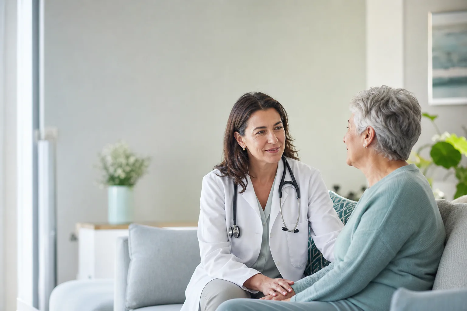 Médica em atendimento ao domicílio